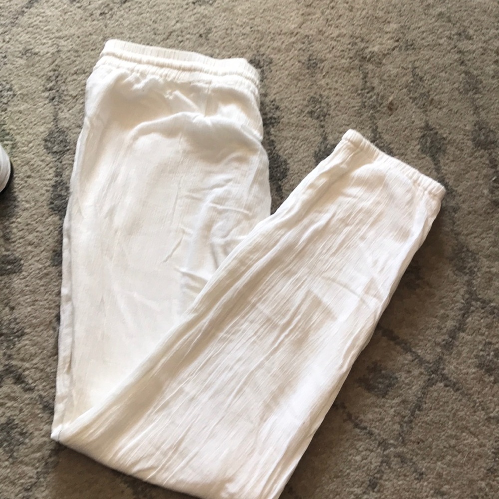 White linen pants